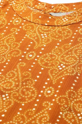 Women yellow bandhani printed kurta