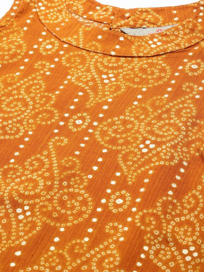 Women yellow bandhani printed kurta
