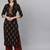 Women black ethnic motifs printed straight kurta