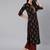 Women black ethnic motifs printed straight kurta