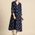Women navy blue & white ethnic motifs printed indigo kurta