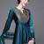 Women teal yoke design satin anarkali kurta