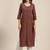 Women sequin ajrakh motif printed cotton thread work kurta