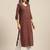 Women sequin ajrakh motif printed cotton thread work kurta