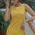 Women yellow pure cotton kantha work striped kurta