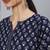 Women navy blue ethnic printed cotton straight kurta
