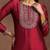 Women maroon yoke design embellished kurta