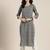 Women grey ikat printed casual kurta