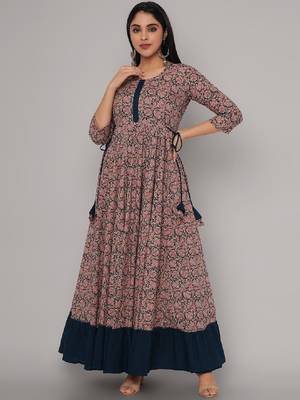 Ethnic motifs printed anarkali kurta 1