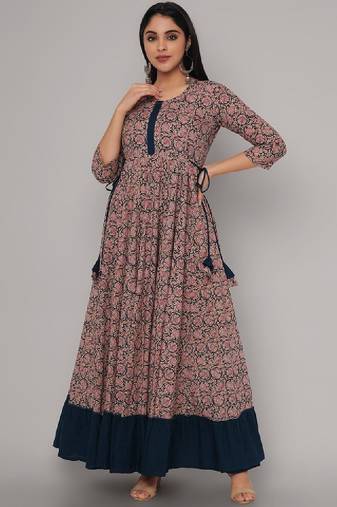 Ethnic motifs printed anarkali kurta