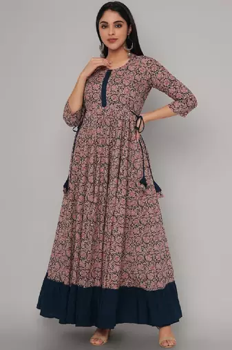 Ethnic motifs printed anarkali kurta