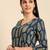 Women navy blue & green ethnic motifs printed cotton kurta