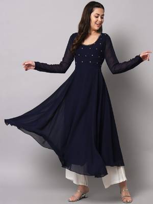 Women yoke design anarkali kurta 1