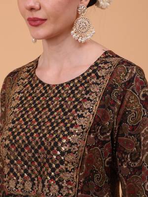 Women floral printed embroidered gotta patti pure cotton anarkali kurta 2