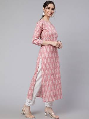 Ethnic motifs printed pure cotton kurta 3