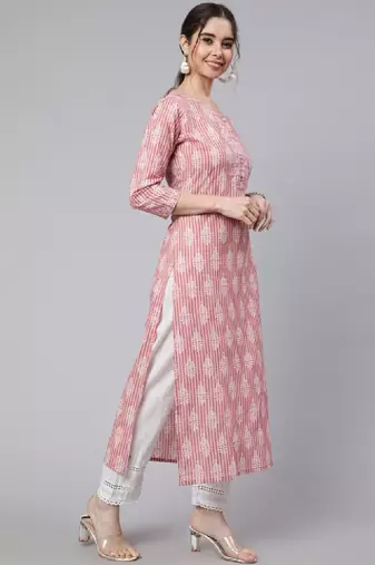 Ethnic motifs printed pure cotton kurta