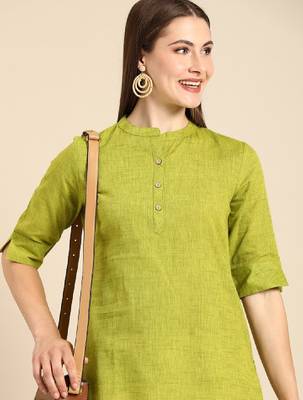 Women mandarin collar straight kurta 1