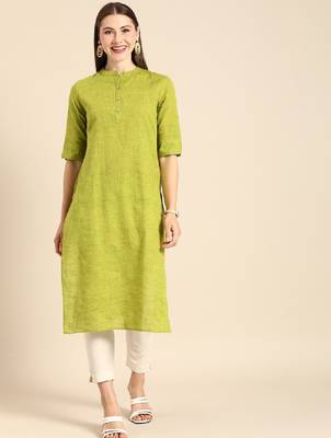 Women mandarin collar straight kurta 3