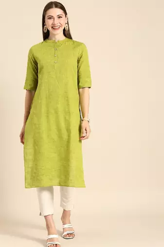 Women mandarin collar straight kurta