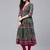 Women green & pink printed anarkali kurta