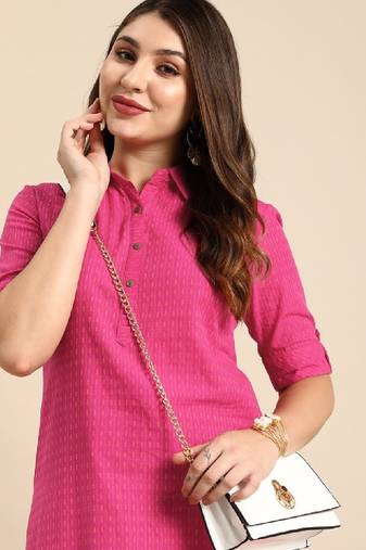 Women striped dobby cotton kurta