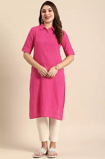 Women striped dobby cotton kurta