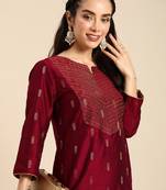 Ethnic motifs kantha work dobby kurta