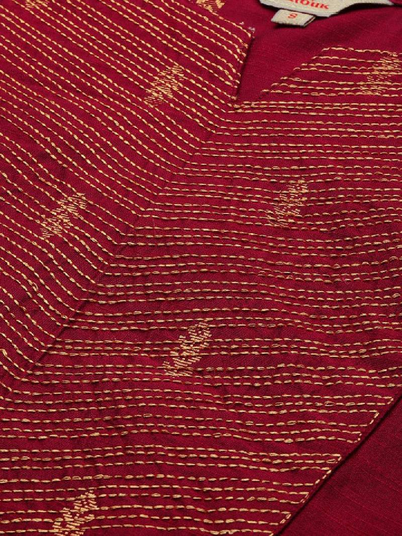 Ethnic motifs kantha work dobby kurta