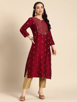 Ethnic motifs kantha work dobby kurta 3