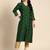 Women green & gold-toned ethnic motifs dobby kurta