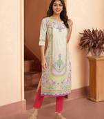 Women ethnic motifs printed straight pure cotton kurta