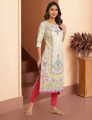 Women ethnic motifs printed straight pure cotton kurta 3