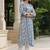 Blue floral printed a-line pure cotton kurta