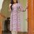 Pink floral printed a-line pure cotton kurta