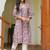 Pink floral printed a-line pure cotton kurta