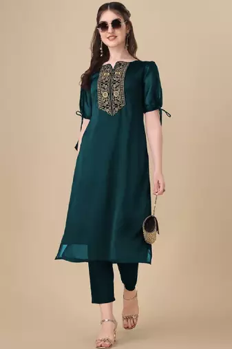 Yoke design thread work a-line kurta