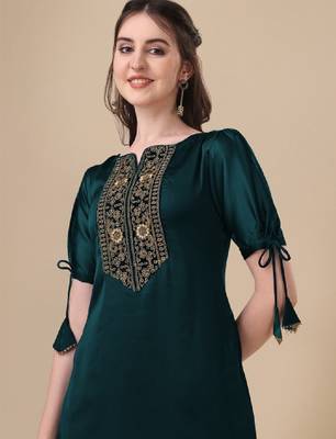 Yoke design thread work a-line kurta 2