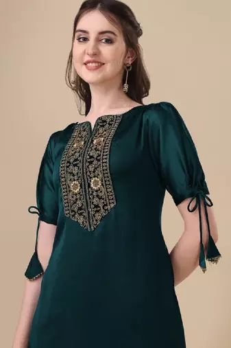 Yoke design thread work a-line kurta