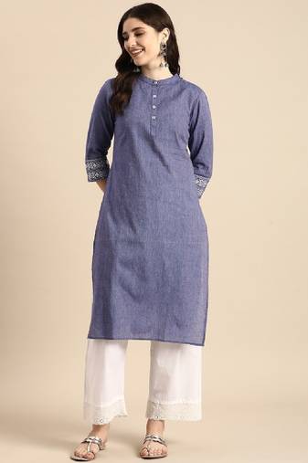 Mandarin collar pure cotton kurta