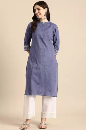 Mandarin collar pure cotton kurta