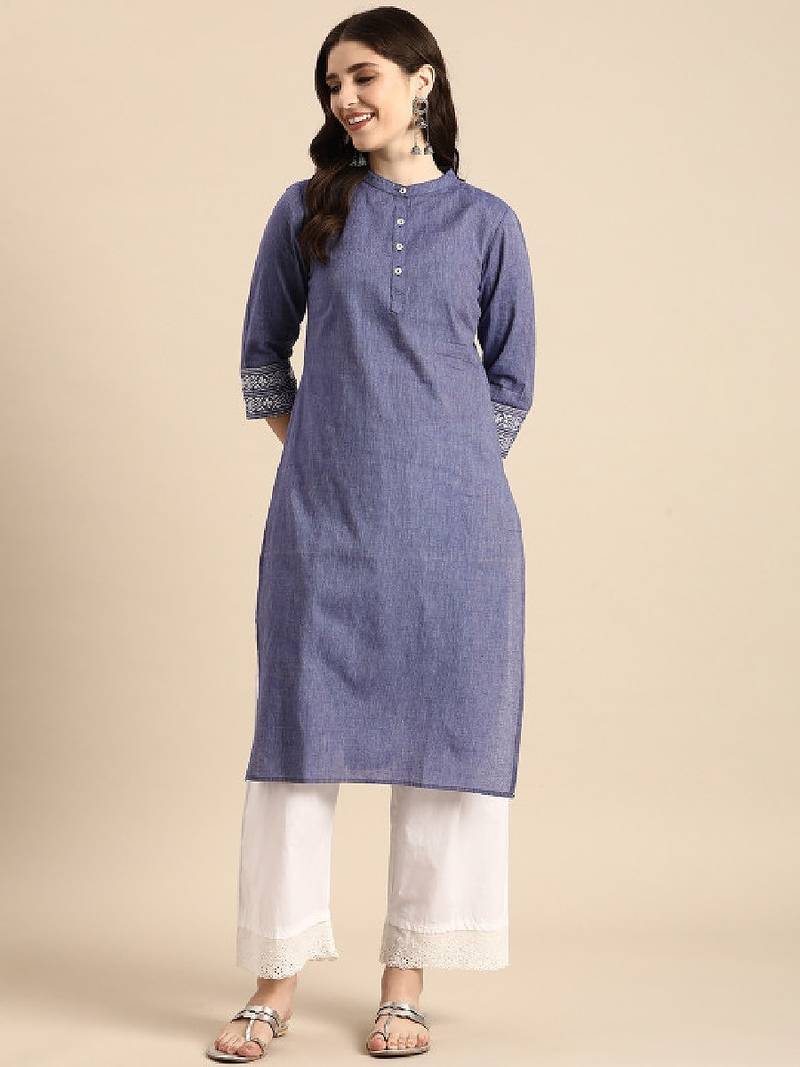 Mandarin collar pure cotton kurta