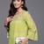 Women embroidered flared sleeves thread work boat neck kurta