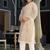 Floral printed v-neck thread work straight kurta