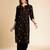 Black ethnic motifs printed round neck gotta patti cotton straight kurta