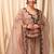 Floral embroidered thread work anarkali kurta with dupatta