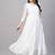 Women solid georgette tiered chikankari flared kurti gown maxi dress