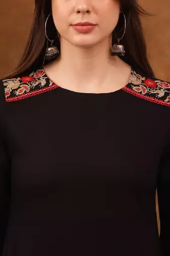 Ethnic motifs embroidered a-line kurta