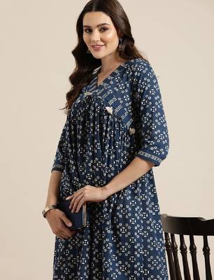 Women printed empire kurta 1