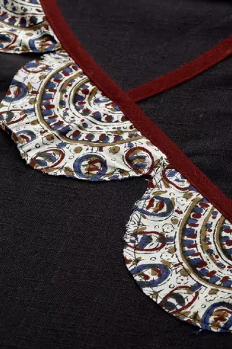 Geometric yoke design flared sleeves thread work anarkali kurta
