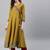 Women mustard yellow floral printed angrakha anarkali kurta with tassel tie-up